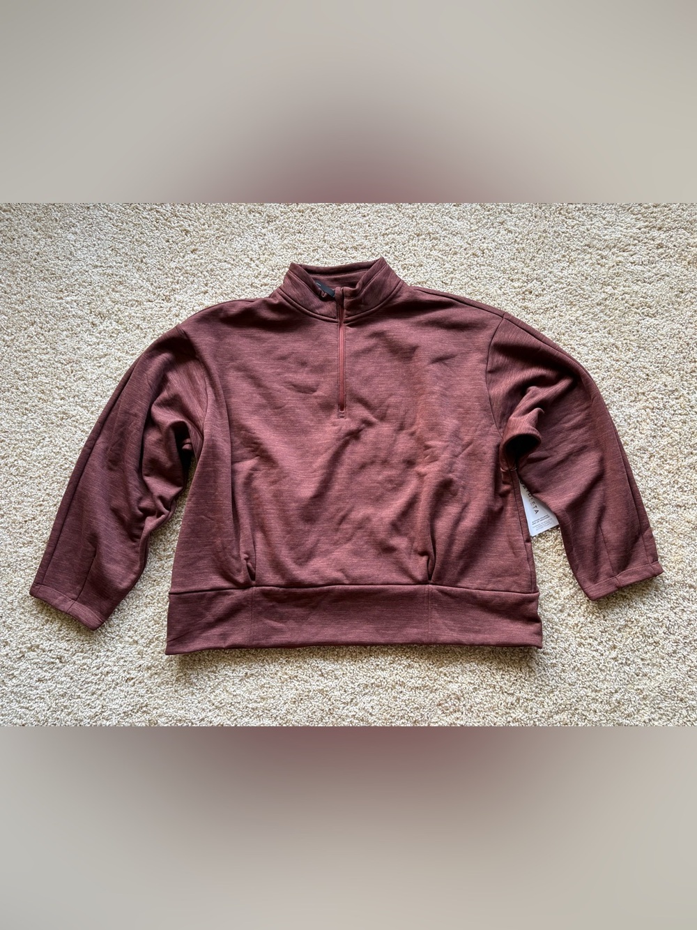 Athleta Altitude Polartec Half Zip Sweatshirt Mahogany Heather 2X NWT